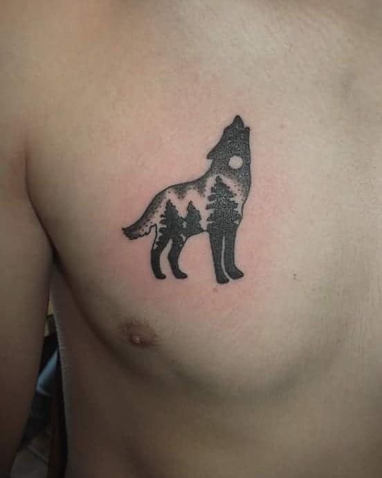 small howling wolf tattoo casual_unhuman