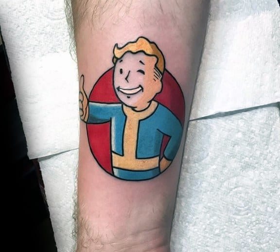 Small Inner Forearm Gaming Fallout Mens Tattoo Ideas
