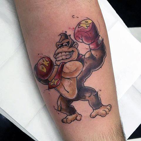 Small Inner Forearm Male Donkey Kong Boxing Tattoo Ideas