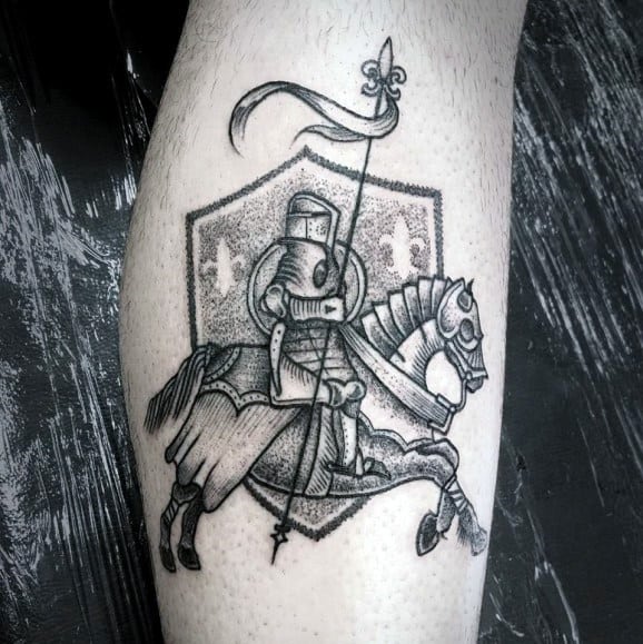Small Knight Wearing Body Armour Mens Tattoo