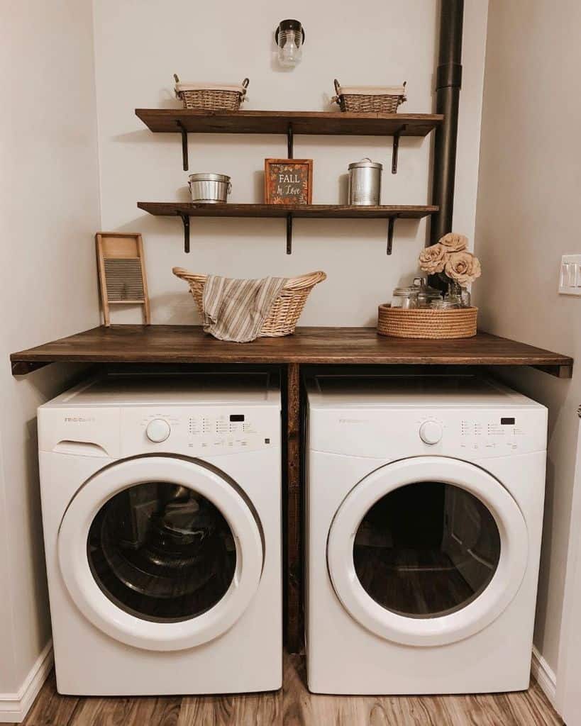 small laundry room washer and dryer side by side