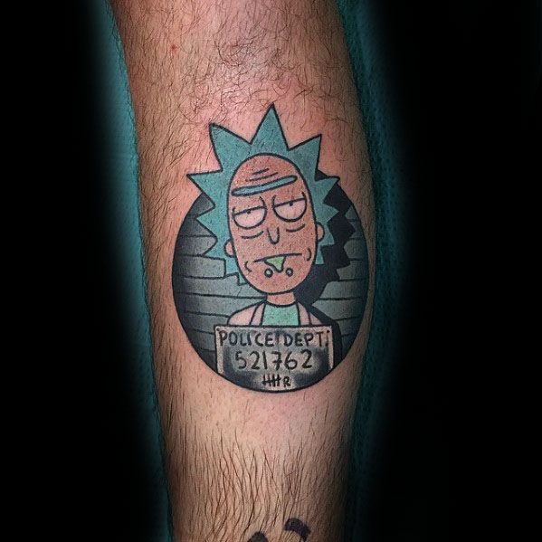Small Leg Rick And Morty Tattoos Male