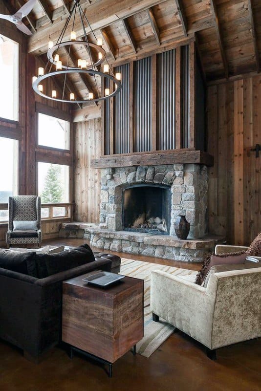 log cabin with contemporary furniture