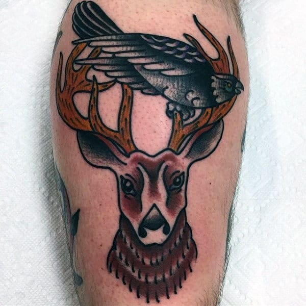 Small Manly Deer Horn Tattoos For Guys