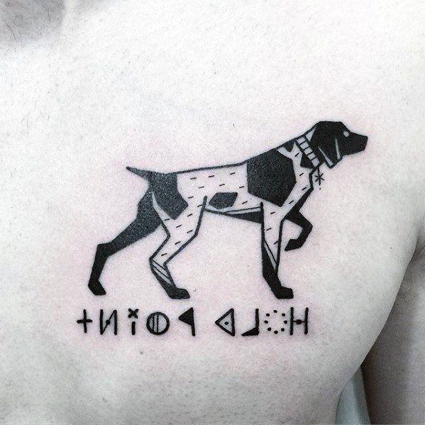 Small Manly Dog Male Upper Chest Tattoo