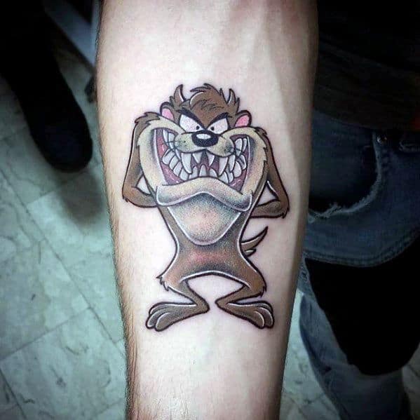 Small Masculine Tasmanian Devil Tattoos For Men Inner Forearm