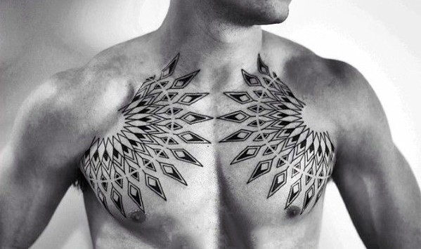 Tribal Small Men's Chest Tattoos