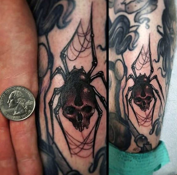 Small Mens Cool Spider Tattoo Design Ideas