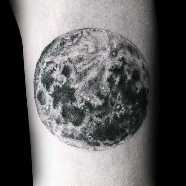 Small Mens Inner Forearm Realistic Moon Tattoo Designs
