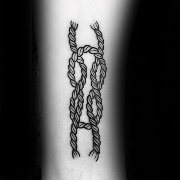 Small Mens Manly Rope Tattoo Design On Inner Forearm