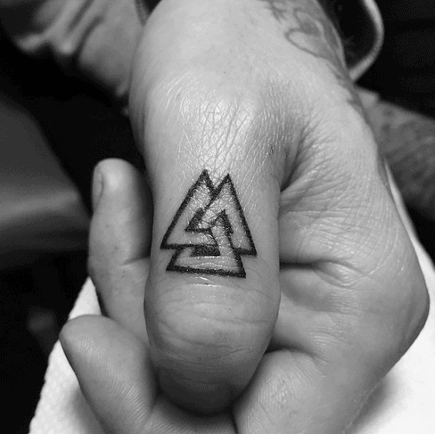 Small Mens Valknut Thumb Tattoo