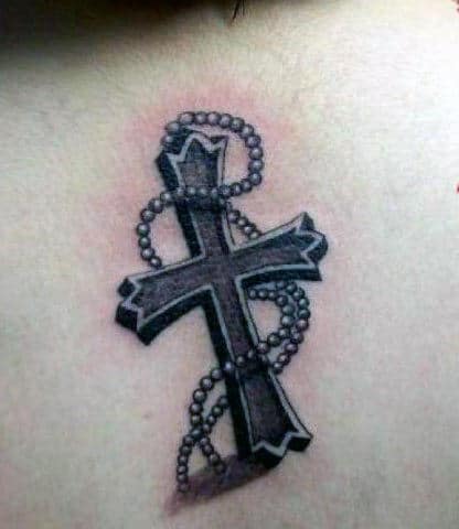Small Metal Necklace 3d Cross Back Tattoos For Men