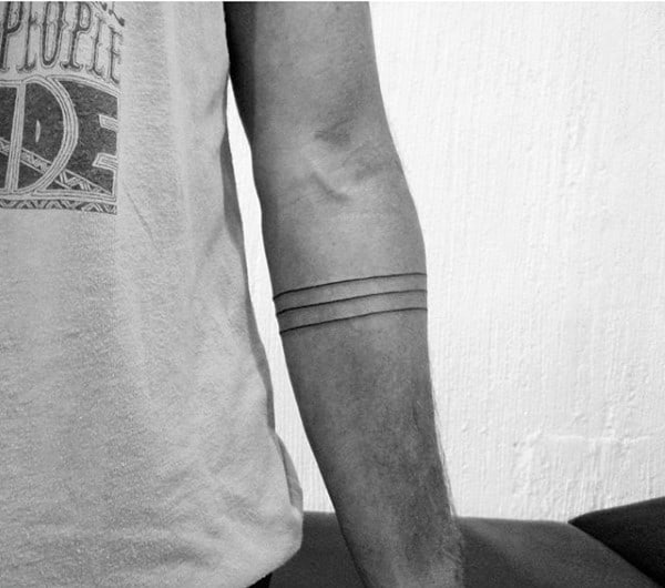 Small Minimalist Armband Black Ink Lines Guys Tattoos