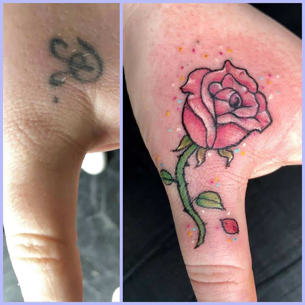 small minimalist beauty and the beast rose tattoos britainytattoo