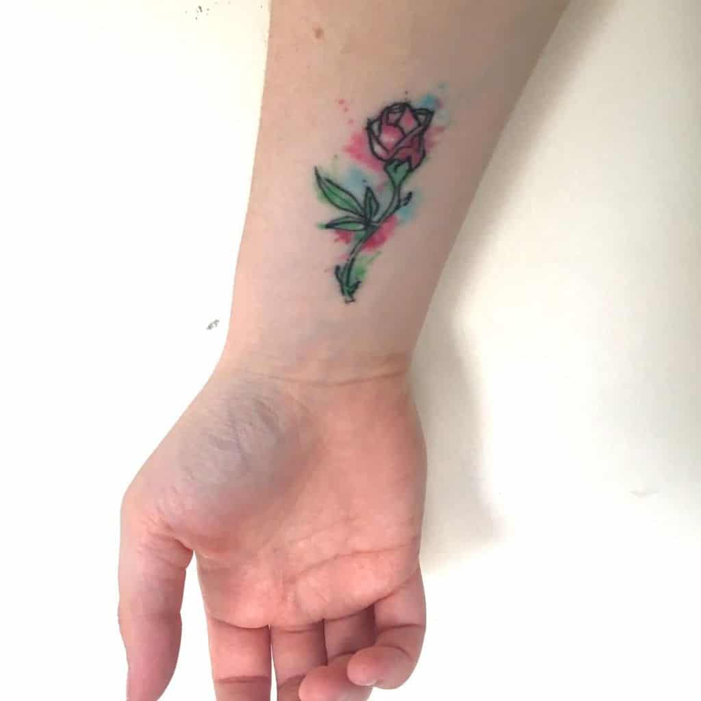 small minimalist beauty and the beast rose tattoos kwirkycutie