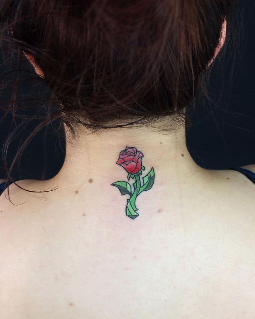 small minimalist beauty and the beast rose tattoos lamaratattoo