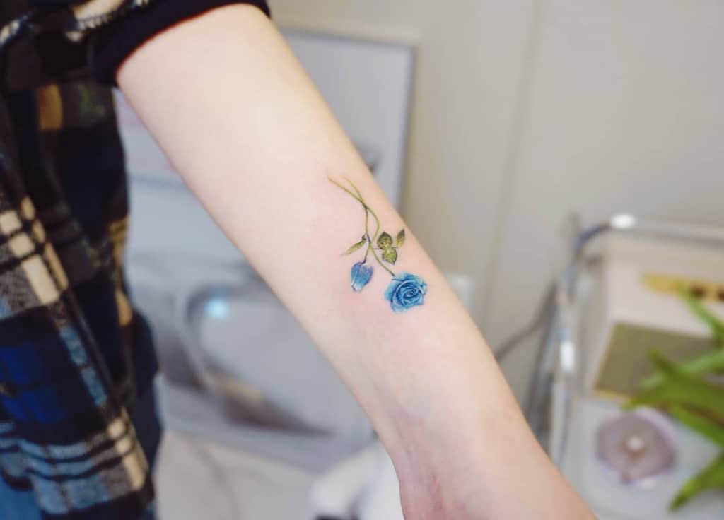 small minimalist blue rose tattoos 2 mj_tattooer