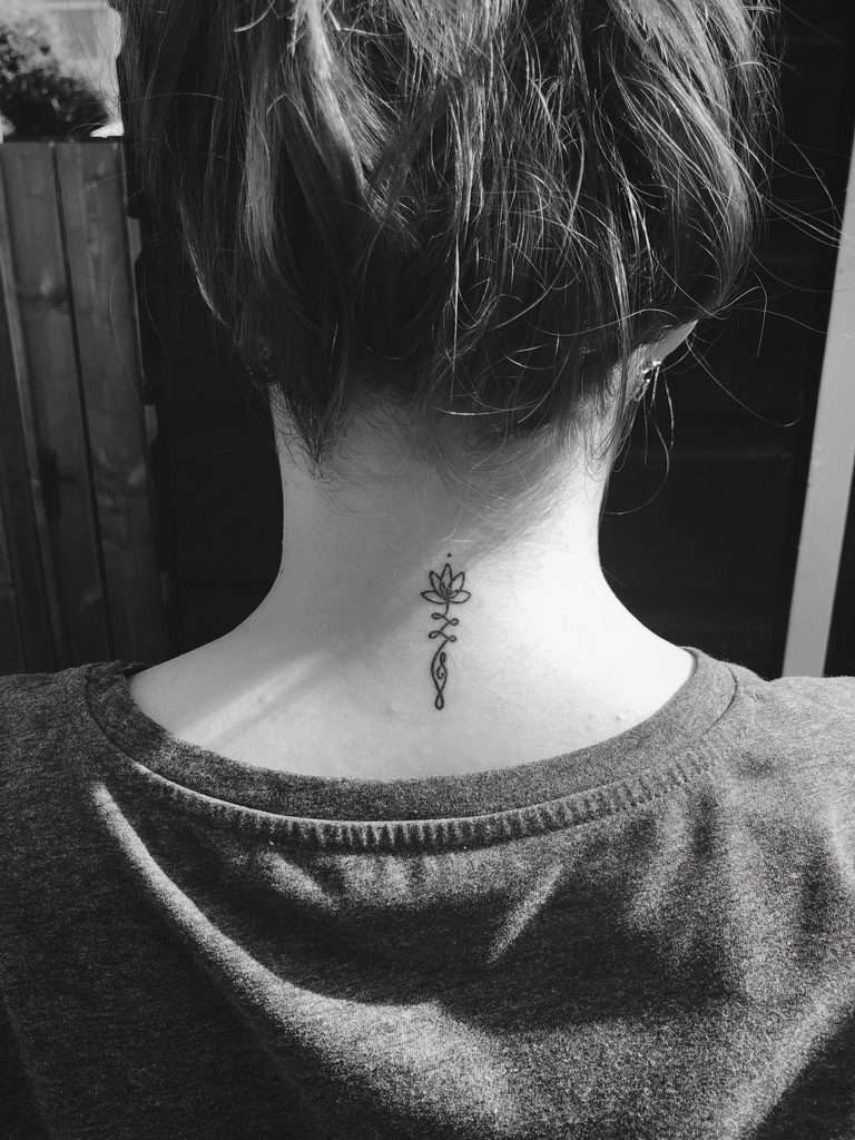 Small Nice Spine Unalome Tattoo