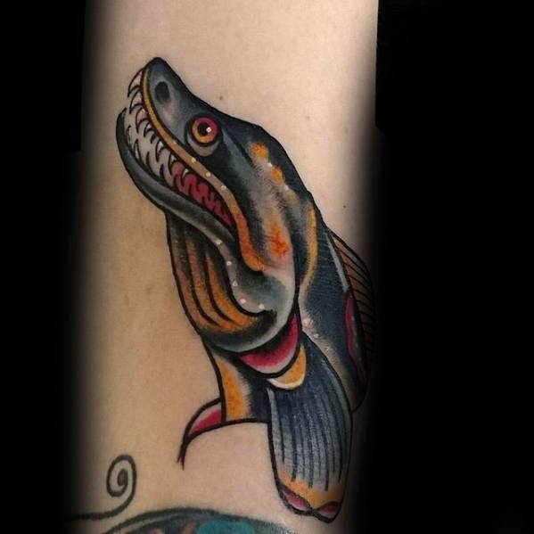 Small Old School Traditional Eel Guys Forearm Tattoos