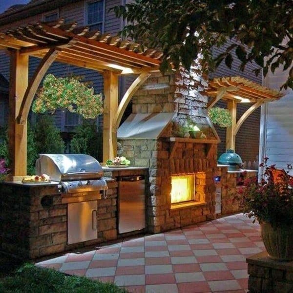 pergola backyard kitchen 