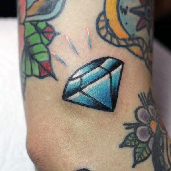 Small Outer Arm Traditional Diamond Filler Guys Tattoo