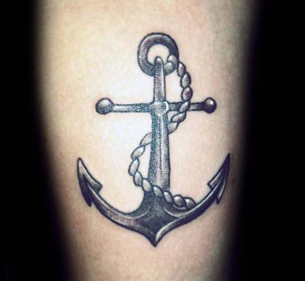 Small Retro Anchor Cross Guys Arm Tattoos