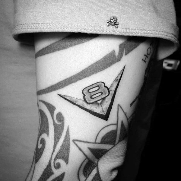Small Shaded V8 Symbol Male Arm Tattoos