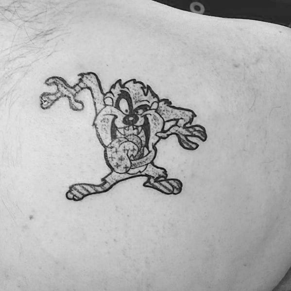 Small Shoulder Tasmanian Devil Tattoo Designs For Guys