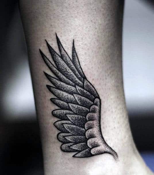 Small Simple Angel Wings Pointillism Tattoos For Guys