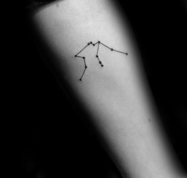 Small Simple Aquarius Mens Constellation Forearm Tattoo Ideas