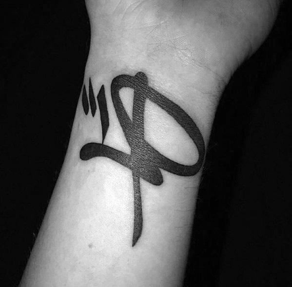Small Simple Black Ink Guys Wrist Linkin Park Tattoos