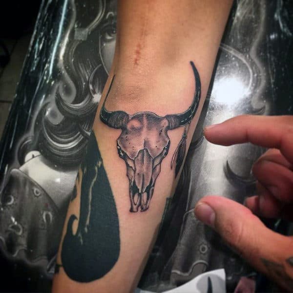 Small Simple Bull Skull Tattoo Designs For Guys