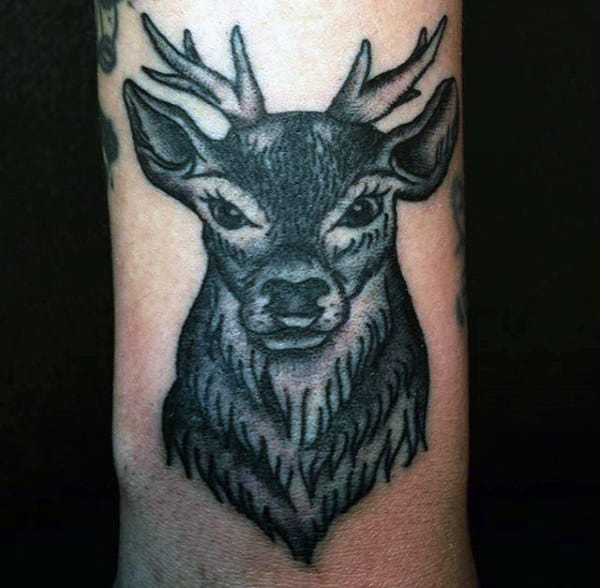 Small Simple Deer Hunter Mens Tattoo