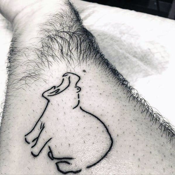 Small Simple Forearm Black Ink Outline Hippo Tattoos For Men
