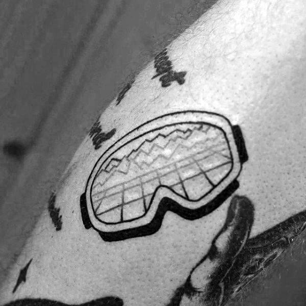 Small Simple Geometric Skiing Mens Goggles Tattoo Design