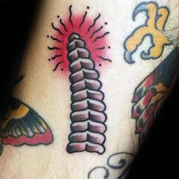Small Simple Guys Rattlesnake Tail Tattoo On Arm