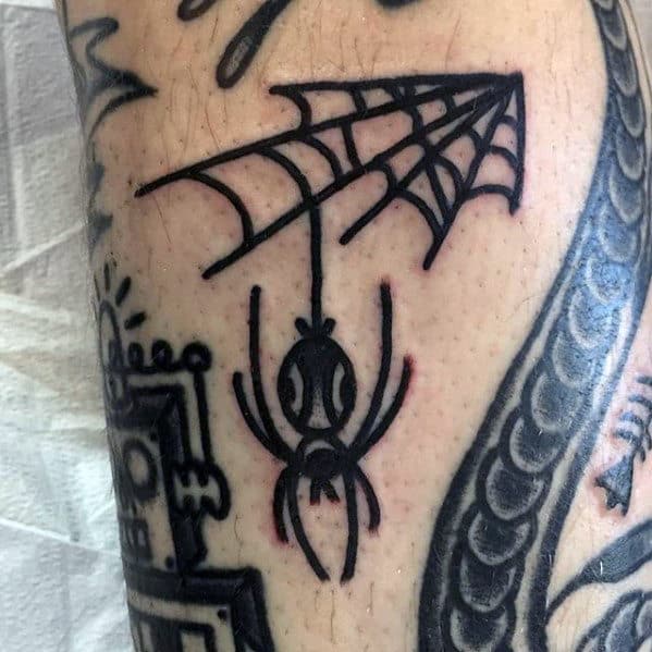 Small Simple Guys Spider Traditional Arm Tattoos