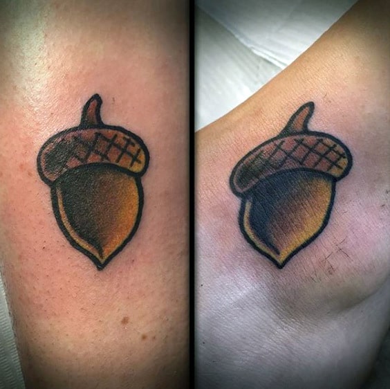 Small Simple Guys Traditional Acorn Tattoos