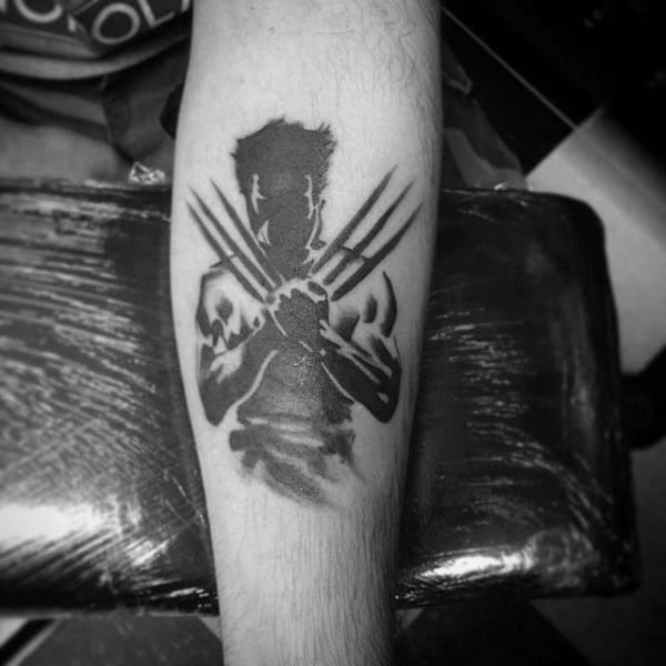 Small Simple Guys Wolverine Watercolor Black Ink Inner Forearm Tattoo Designs