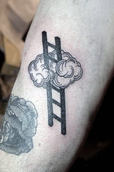 Small Simple Ladder And Cloud Tattoos For Men