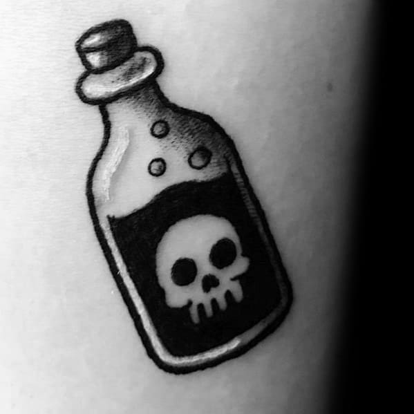 Small Simple Manly Poison Bottle Tattoo Design Ideas For Men