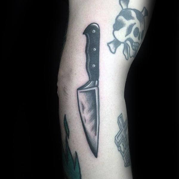 Small Simple Mens Chef Knife Tattoo Ideas
