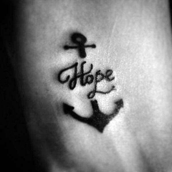 Small Simple Mens Hope Anchor Tattoo On Arm