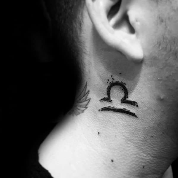 Small Simple Mens Libra Side Of Neck Tattoos