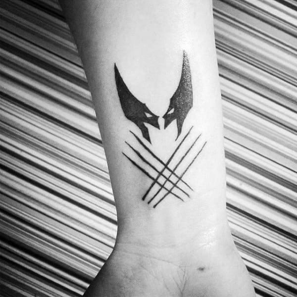 Small Simple Mens Minimalist Wolverine Wrist Tattoos