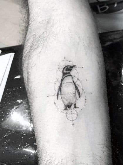 Small Simple Mens Penguin Geometrical Tattoo Ideas