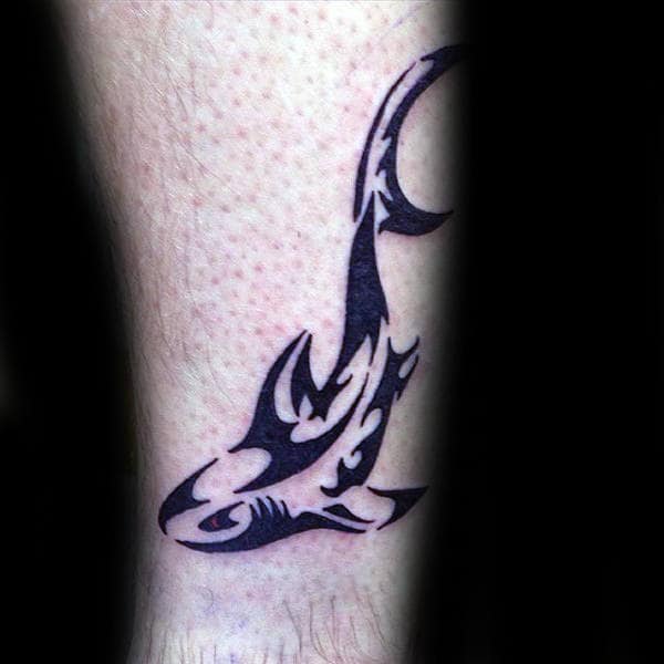 Small Simple Mens Tribal Shark Arm Tattoo Ideas