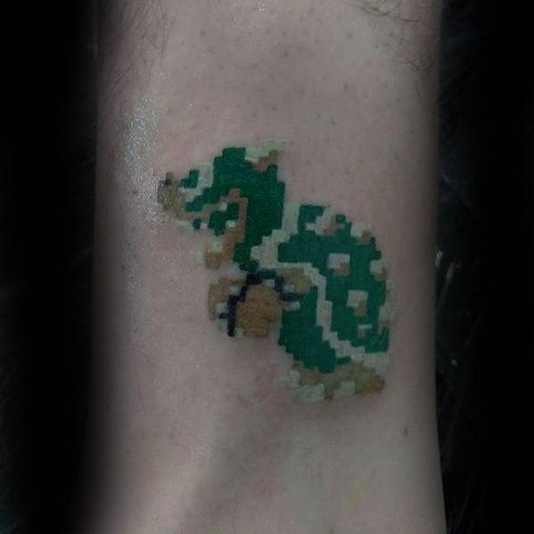 Small Simple Mens Wrist 8 Bit Boswer Video Game Tattoo