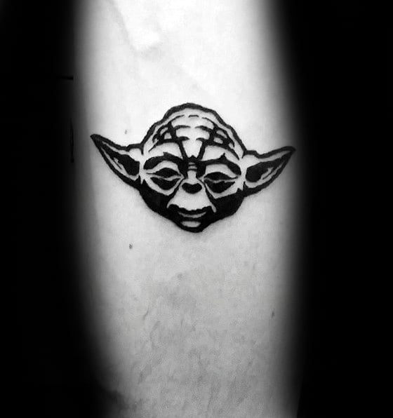 Small Simple Mens Yoda Inner Forearm Tattoo
