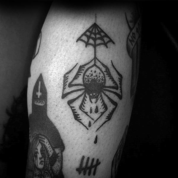 Small Simple Spider Web Mens Arm Tattoo Ideas